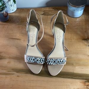 Tan heals with gem strap